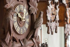 Wooden clock with birds